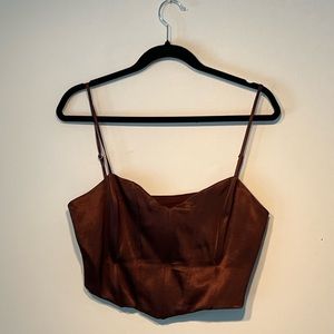 Zara - Brown Satin Corset Style Top
